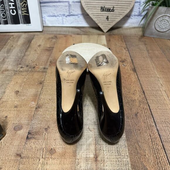 Giuseppe Zanotti Black Patent leather platform peep toe stiletto heel Pumps 41 - Picture 12 of 13